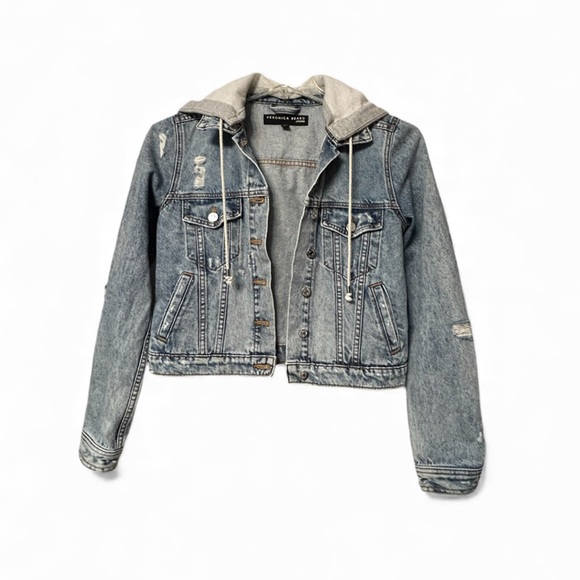 Veronica Beard distressed hooded jean jacket - Picture 3 of 7